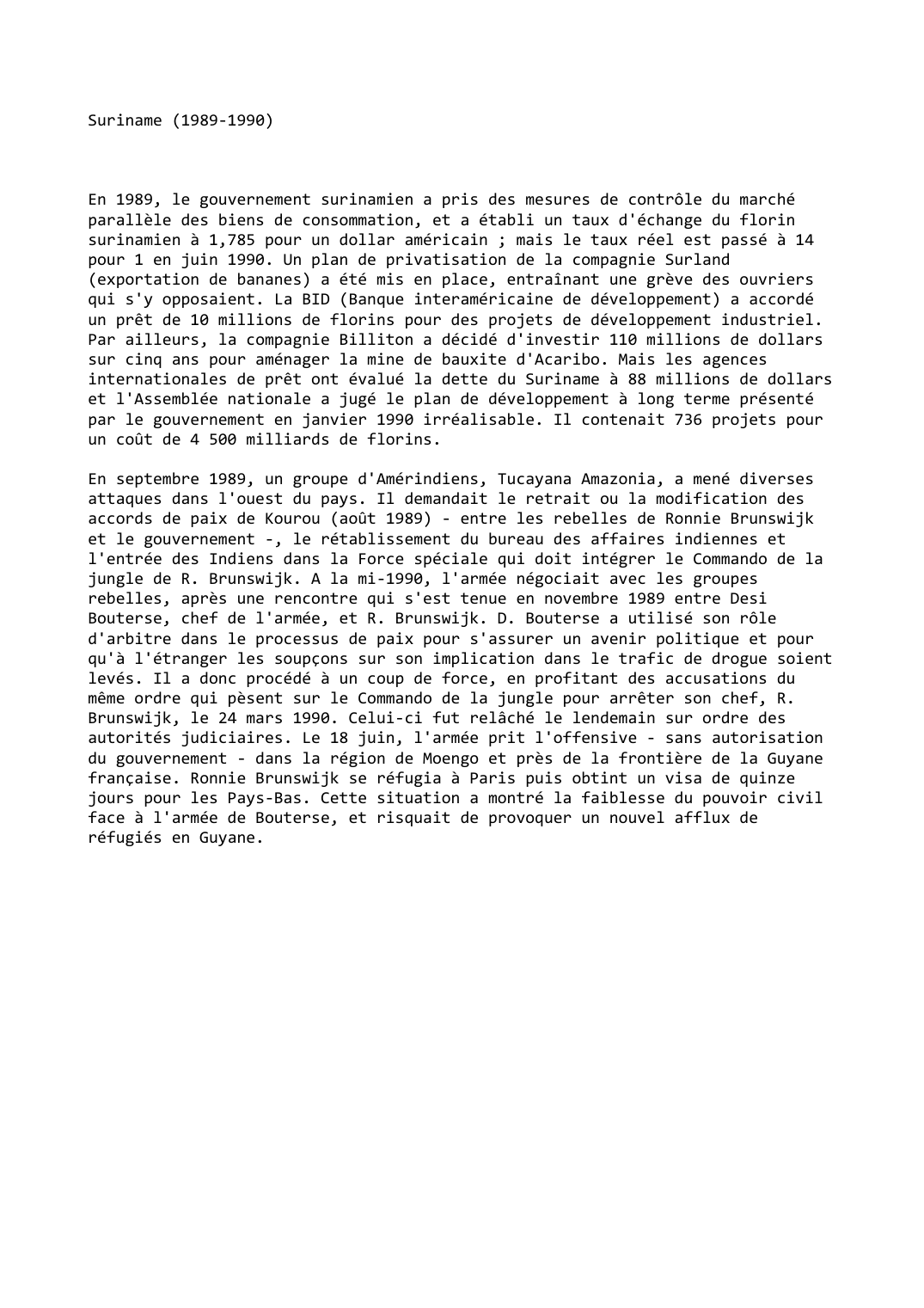 Prévisualisation du document Suriname (1989-1990)