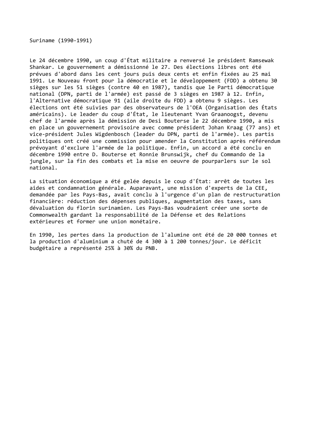 Prévisualisation du document Suriname (1990-1991)