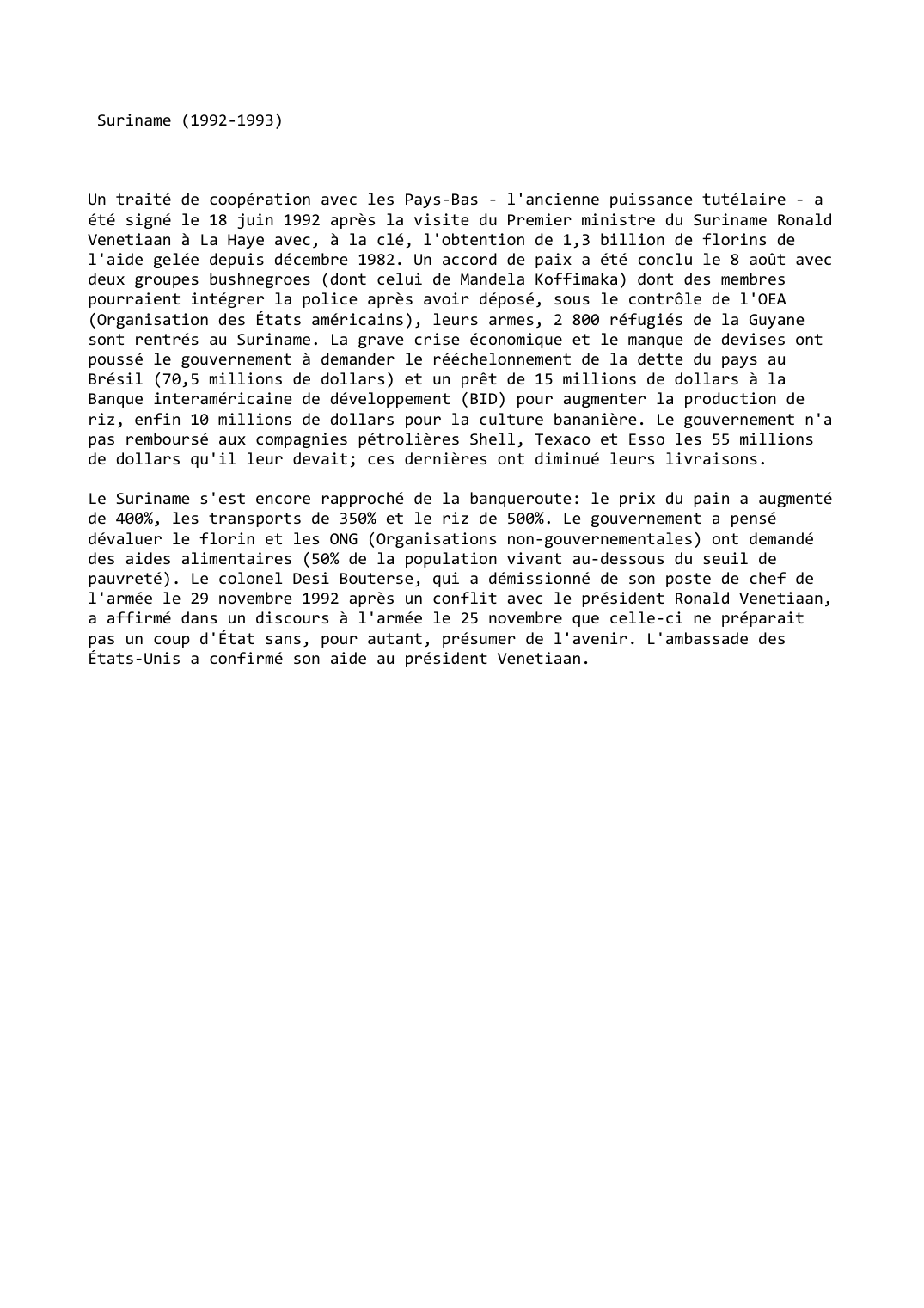 Prévisualisation du document Suriname (1992-1993)