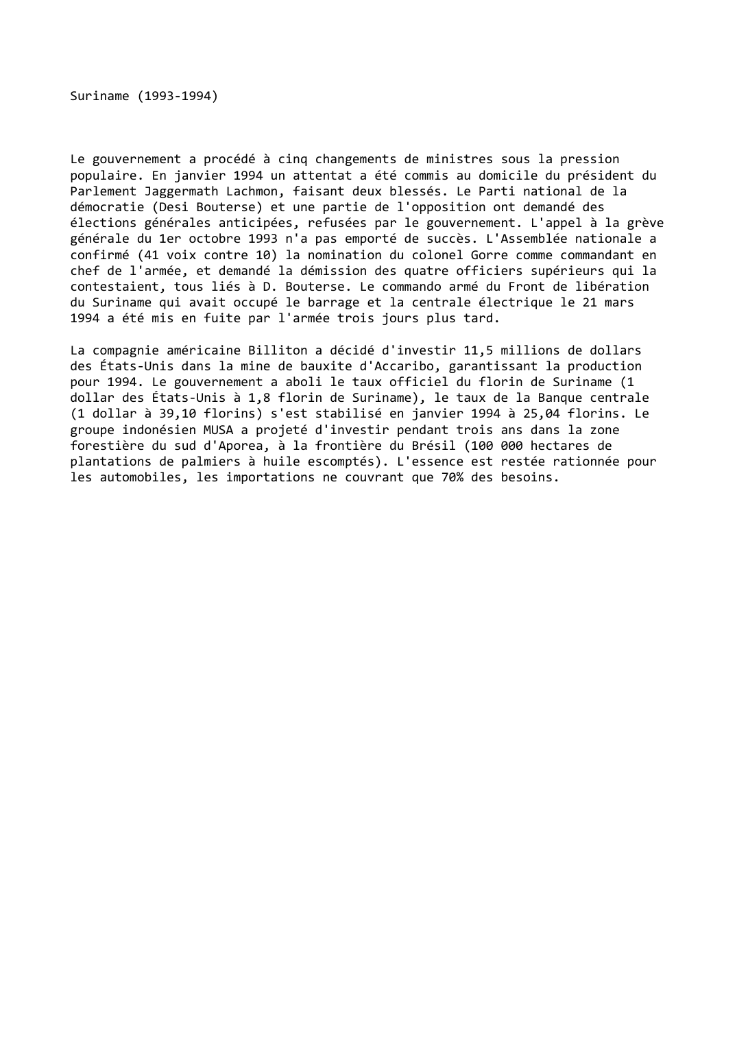 Prévisualisation du document Suriname (1993-1994)