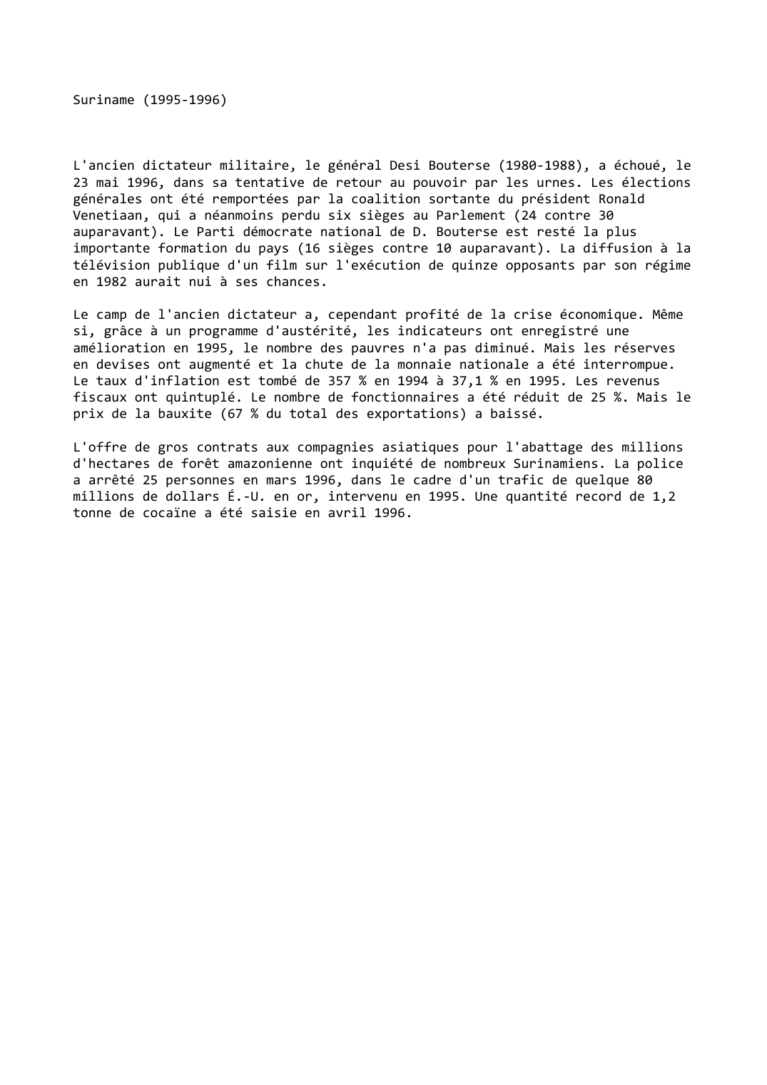 Prévisualisation du document Suriname (1995-1996)
