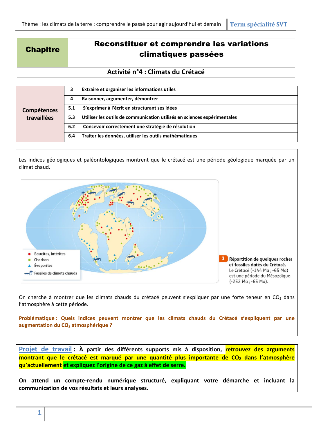 Prévisualisation du document SVT ACTIVITE: Reconstituer et comprendre les variations climatiques passées