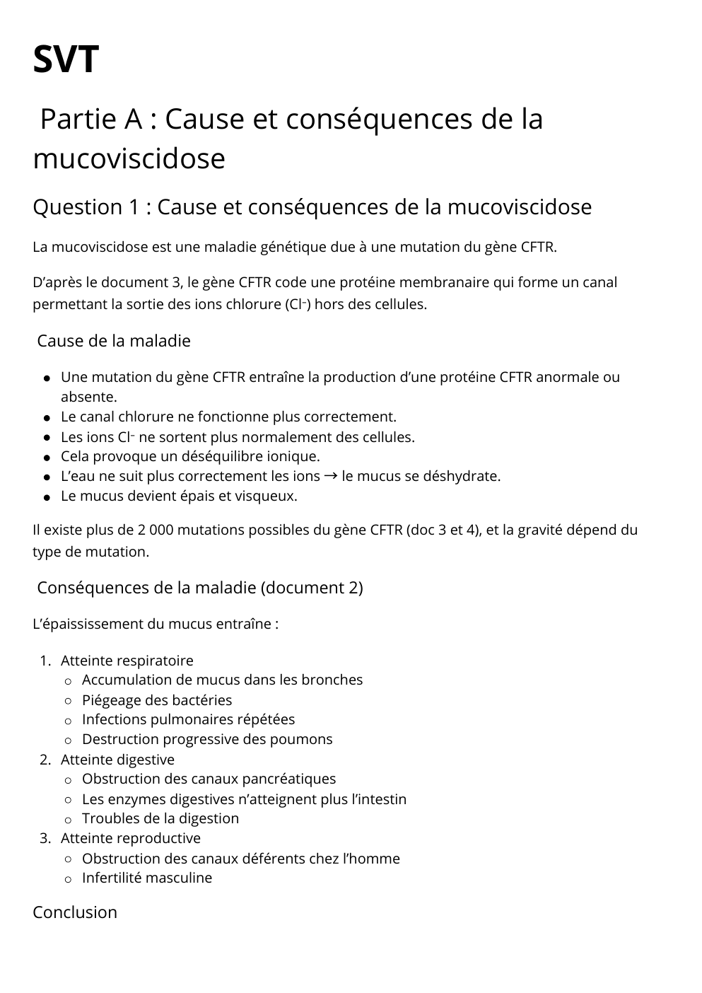 Prévisualisation du document SVT: Cause et conséquences de la mucoviscidose