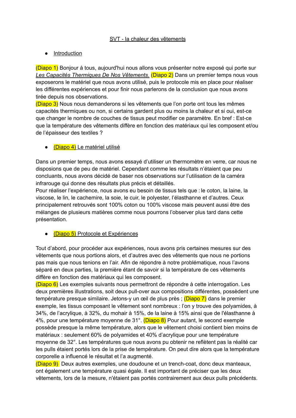 Prévisualisation du document SVT - La chaleur des vêtements