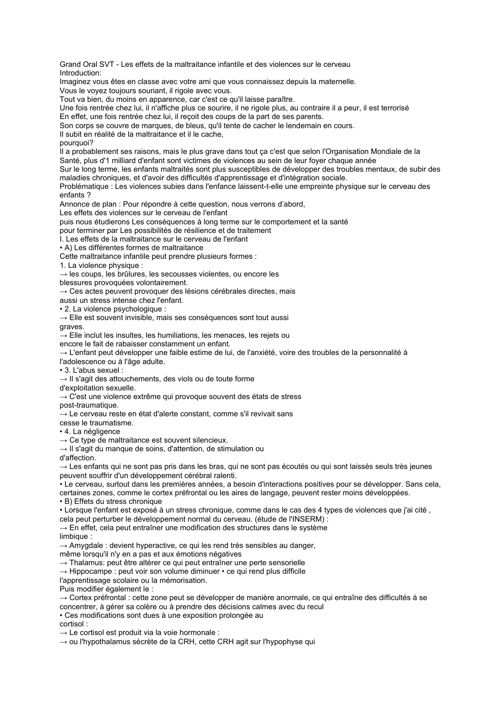 Prévisualisation du document Svt Les effets de la maltraitance infantile et des violences sur le cerveau