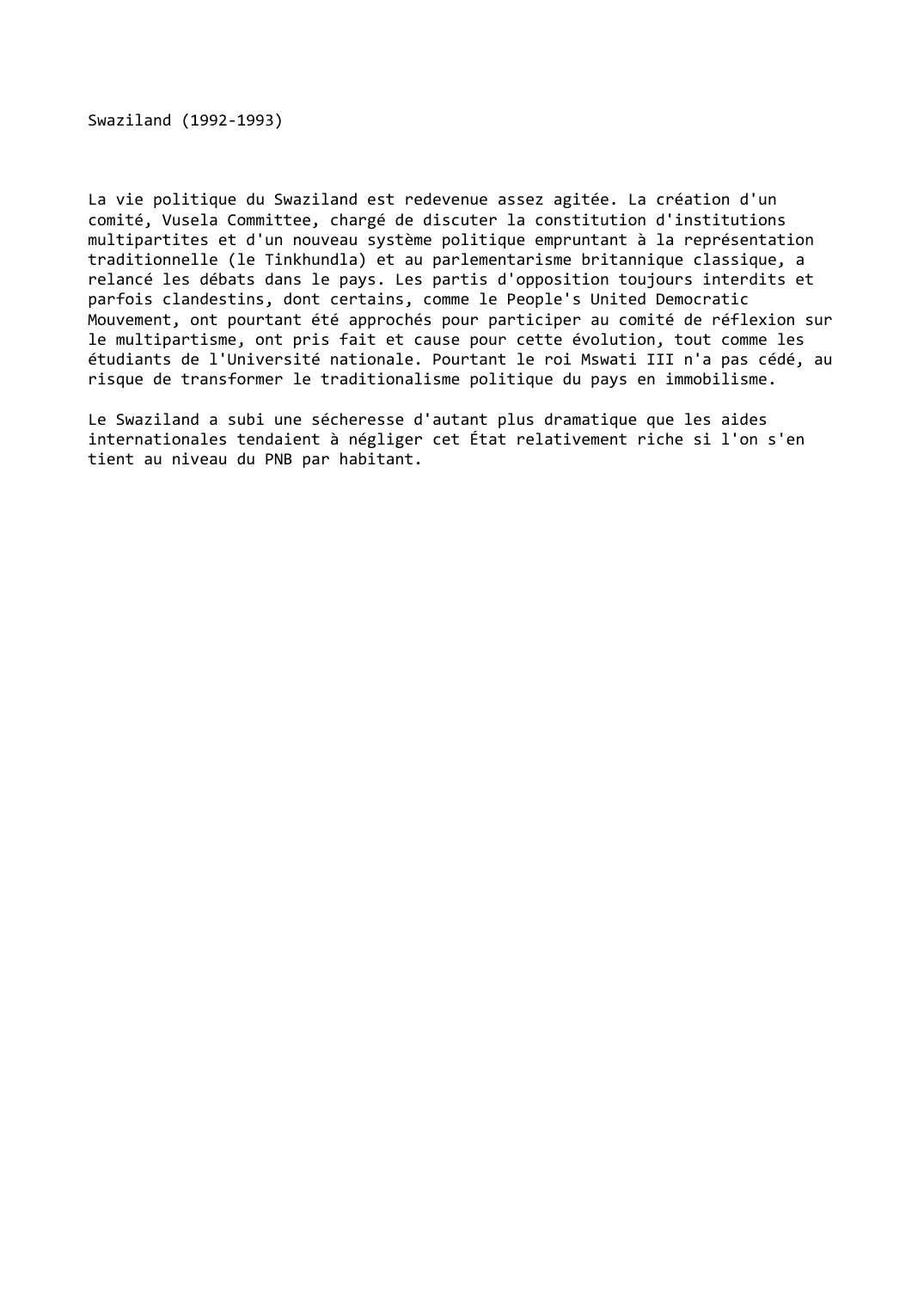 Prévisualisation du document Swaziland (1992-1993)