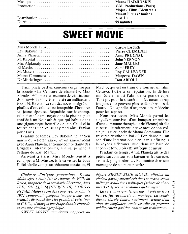 Prévisualisation du document SWEET MOVIE