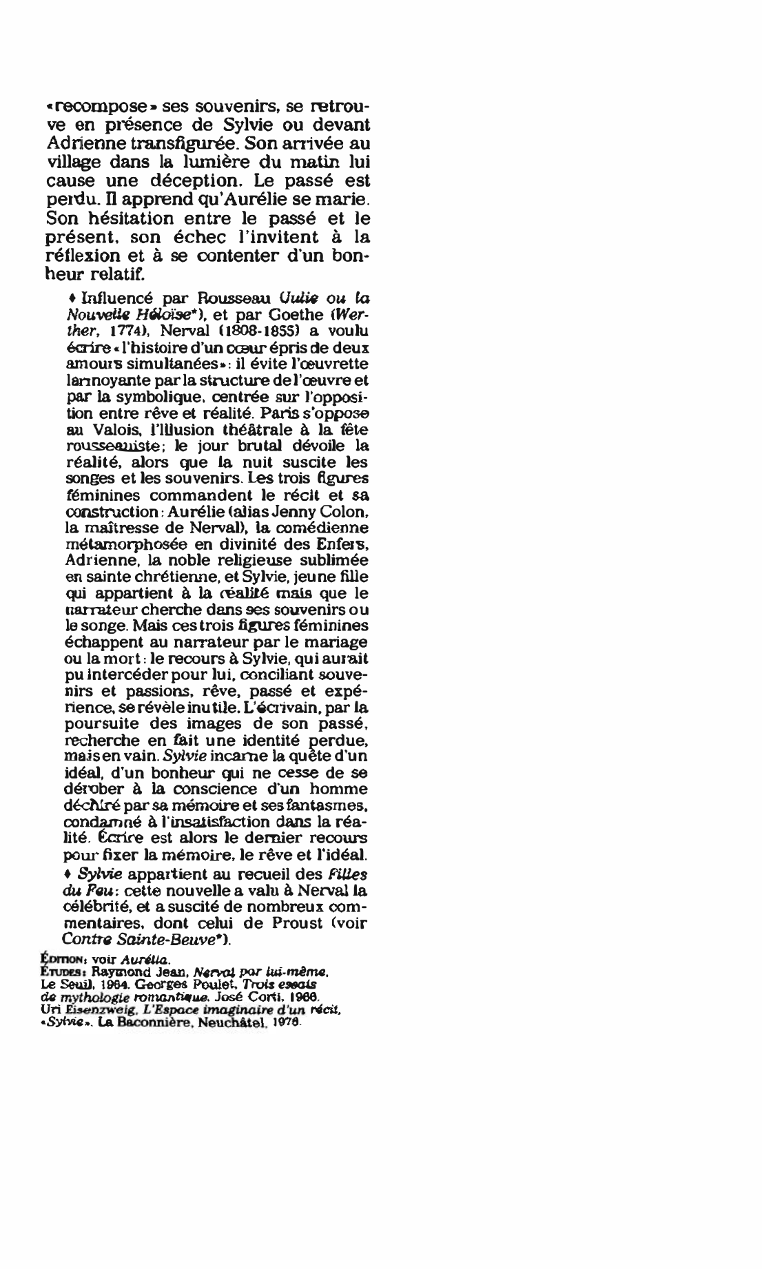 Prévisualisation du document SYLVIE de Gérard de Nerval : Fiche de lecture