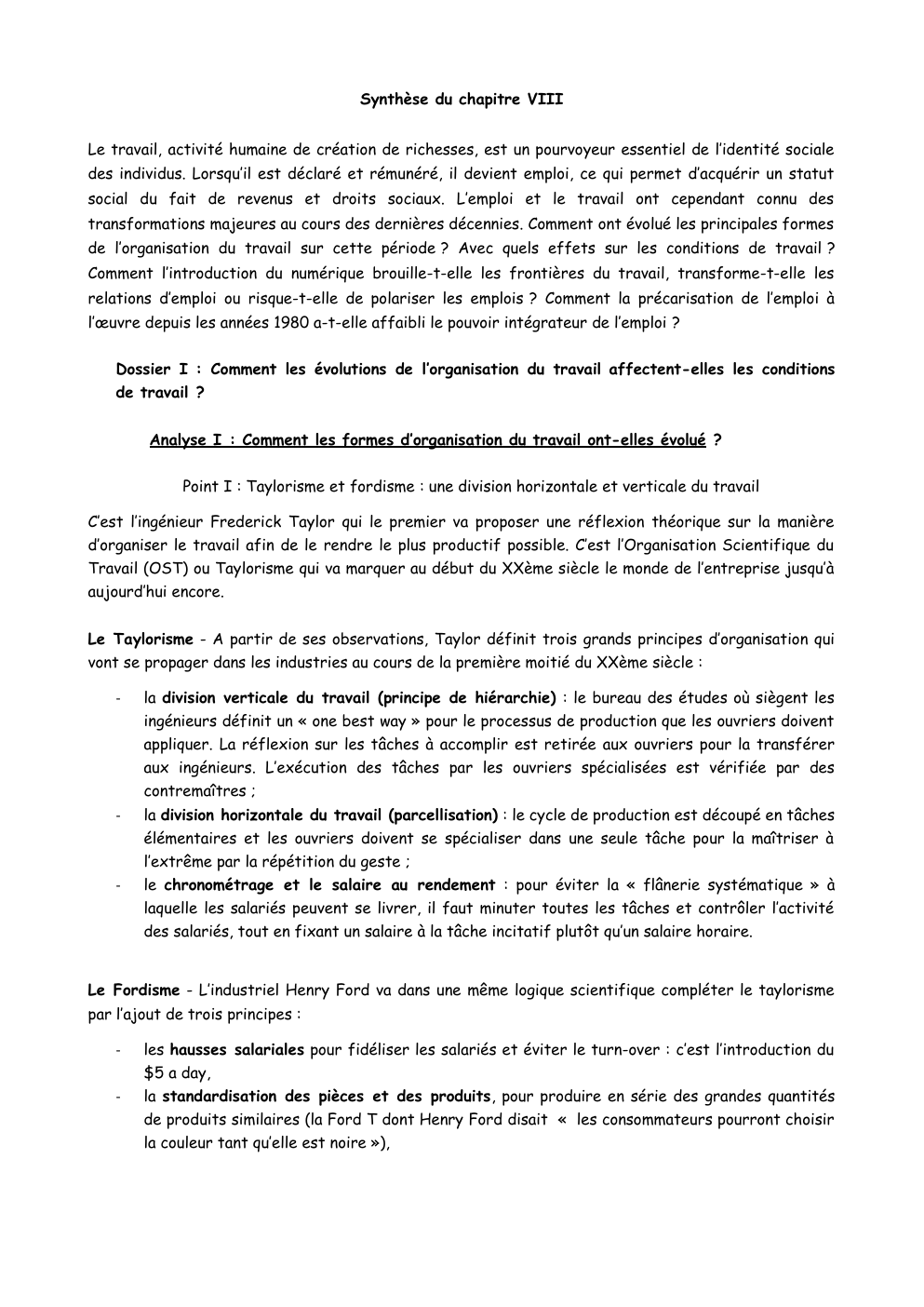 Prévisualisation du document synthèse chapitre les mutations du travail