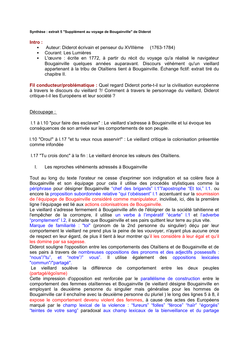 Prévisualisation du document Synthèse : extrait 5 "Supplément au voyage de Bougainville" de Diderot