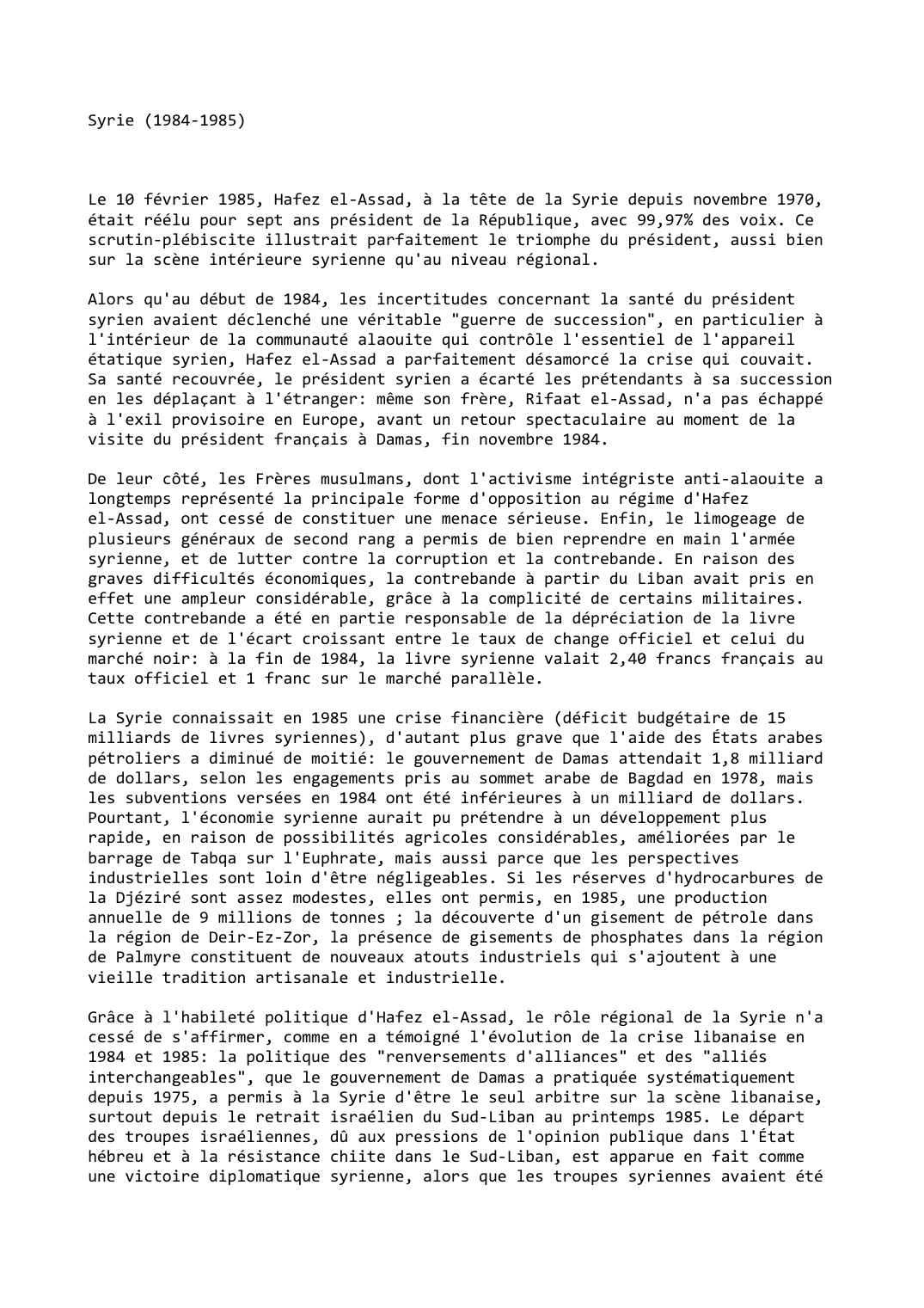 Prévisualisation du document Syrie (1984-1985)