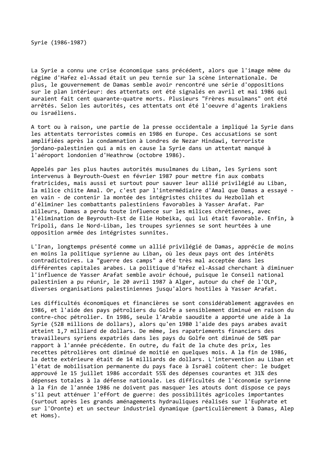 Prévisualisation du document Syrie (1986-1987)