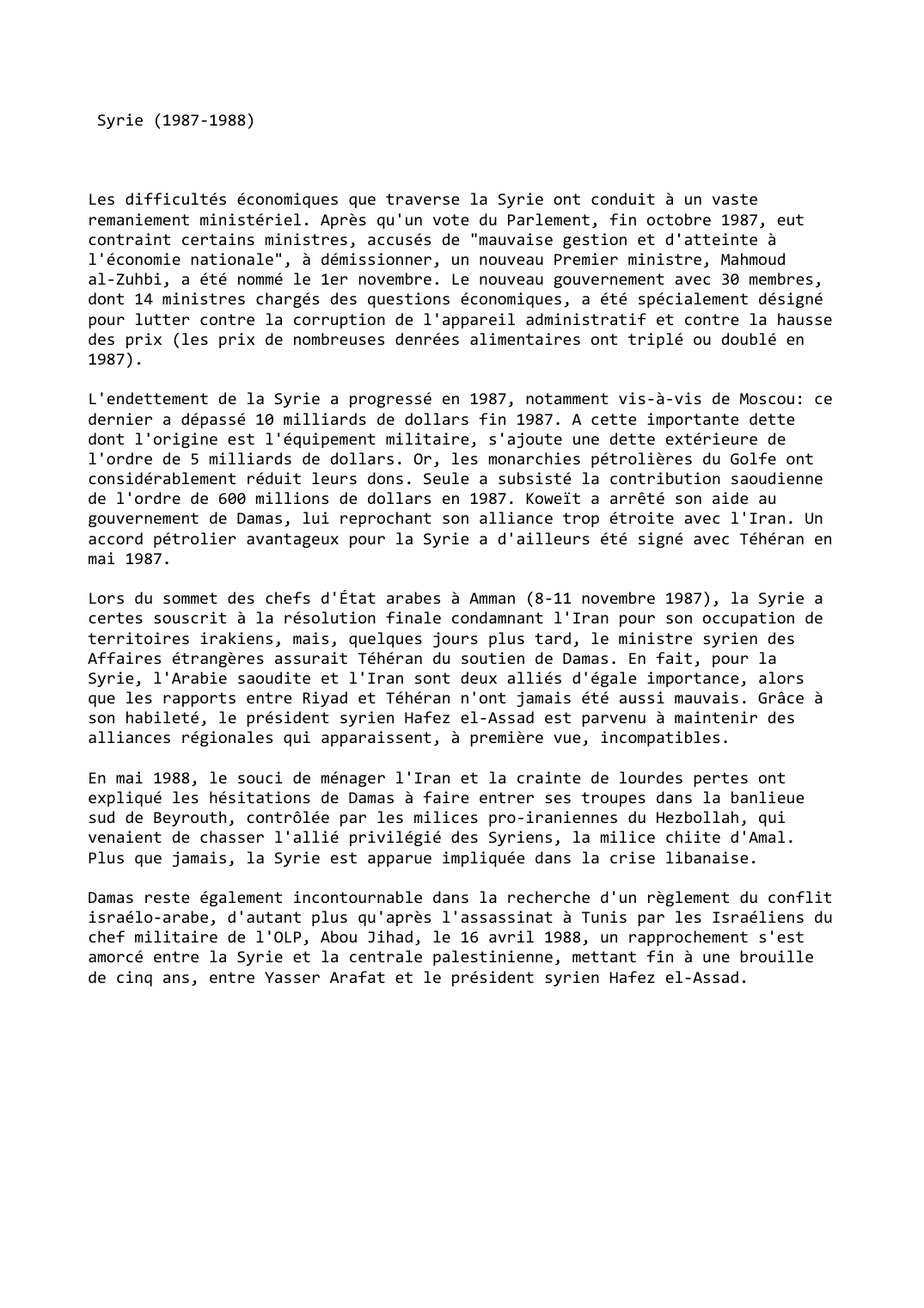 Prévisualisation du document Syrie (1987-1988)