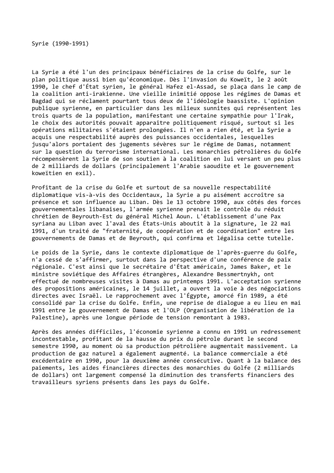Prévisualisation du document Syrie (1990-1991)