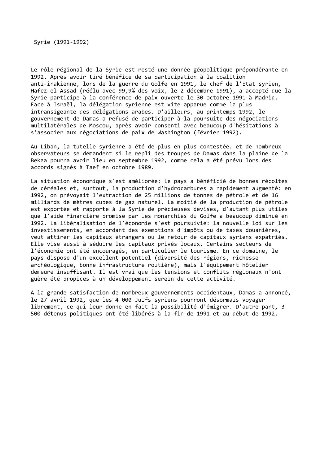 Prévisualisation du document Syrie (1991-1992)