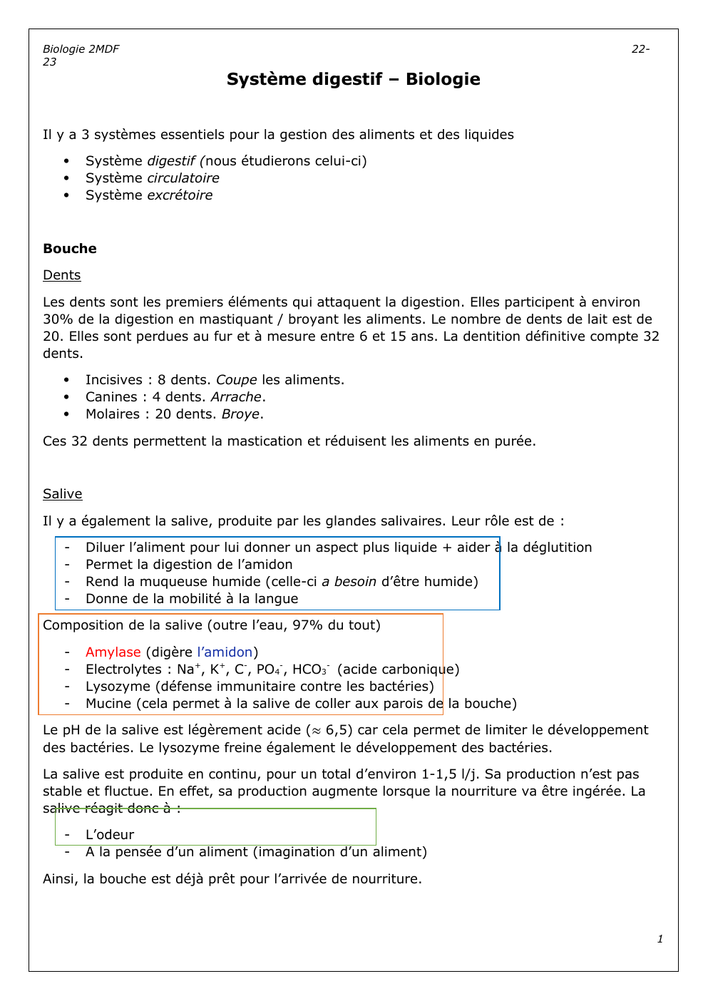 Prévisualisation du document Système digestif – Biologie - résumé global