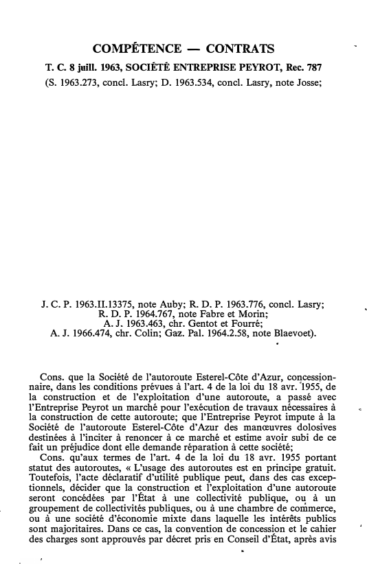 Prévisualisation du document T. C. 8 juill. 1963, SOCIÉTÉ ENTREPRISE PEYROT, Rec. 787
