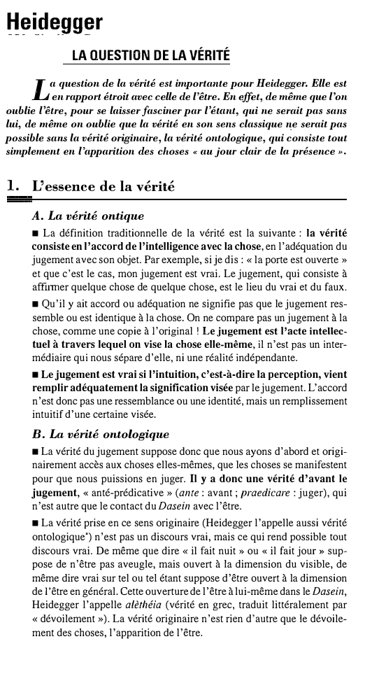 Prévisualisation du document ��t�-�gg�_r
LA QUESTION DE LA VÉRITÉ

L

a question de la vérité est importante pour Heidegger. Elle est
en rapport...