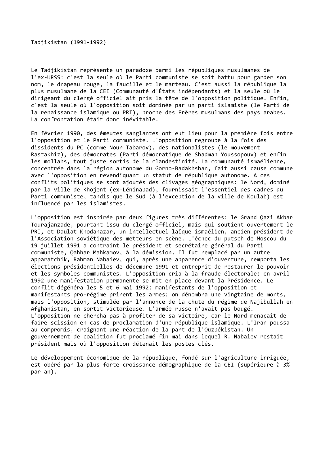 Prévisualisation du document Tadjikistan (1991-1992)