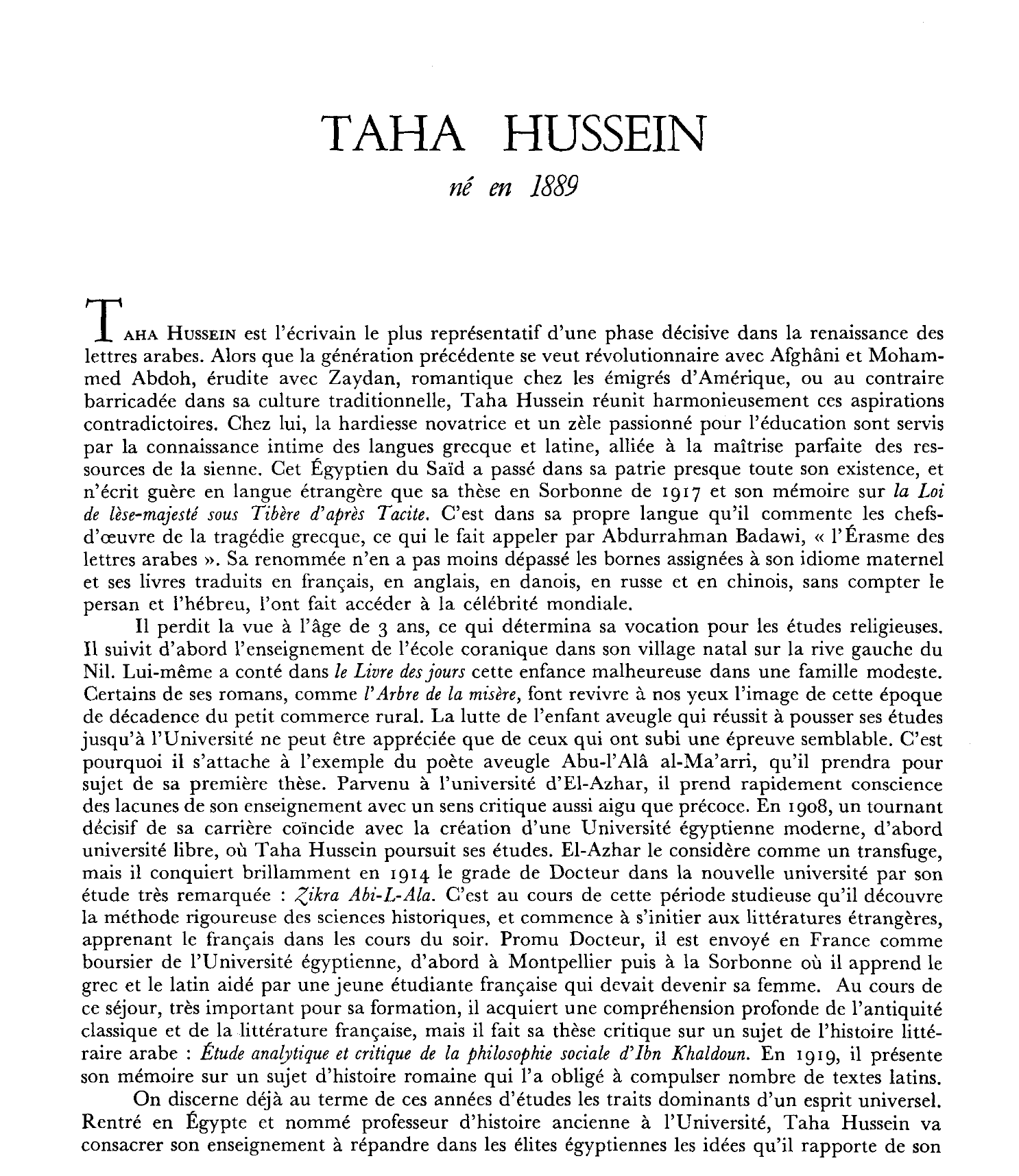 Prévisualisation du document TAHA HUSSEIN