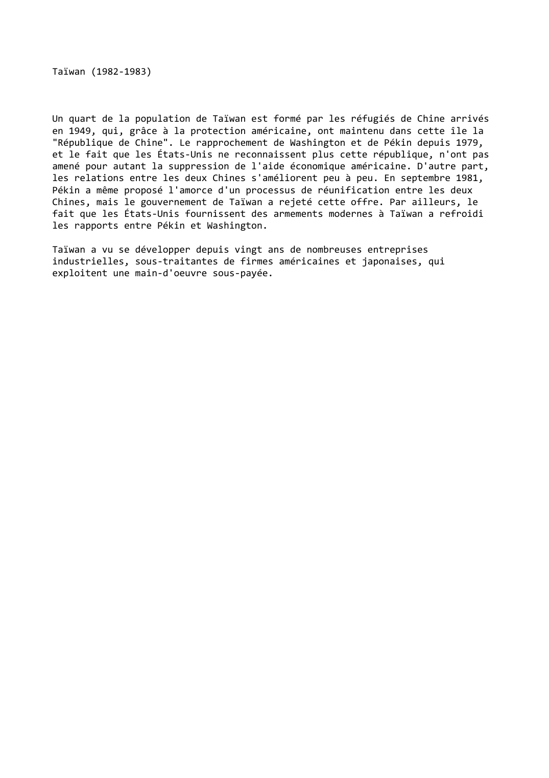 Prévisualisation du document Taïwan (1982-1983)