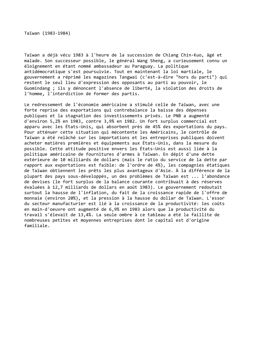 Prévisualisation du document Taïwan (1983-1984)