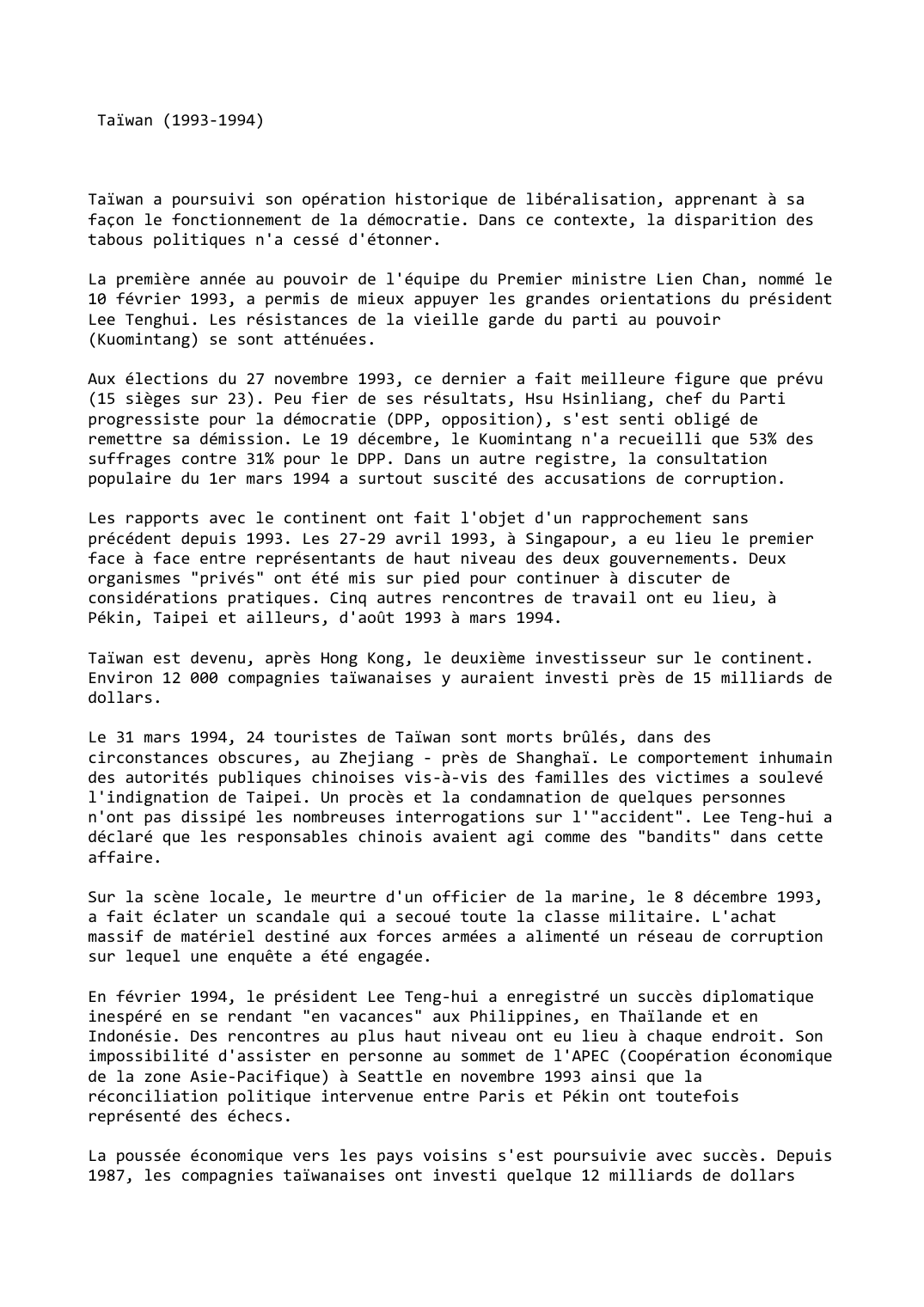 Prévisualisation du document Taïwan (1993-1994)