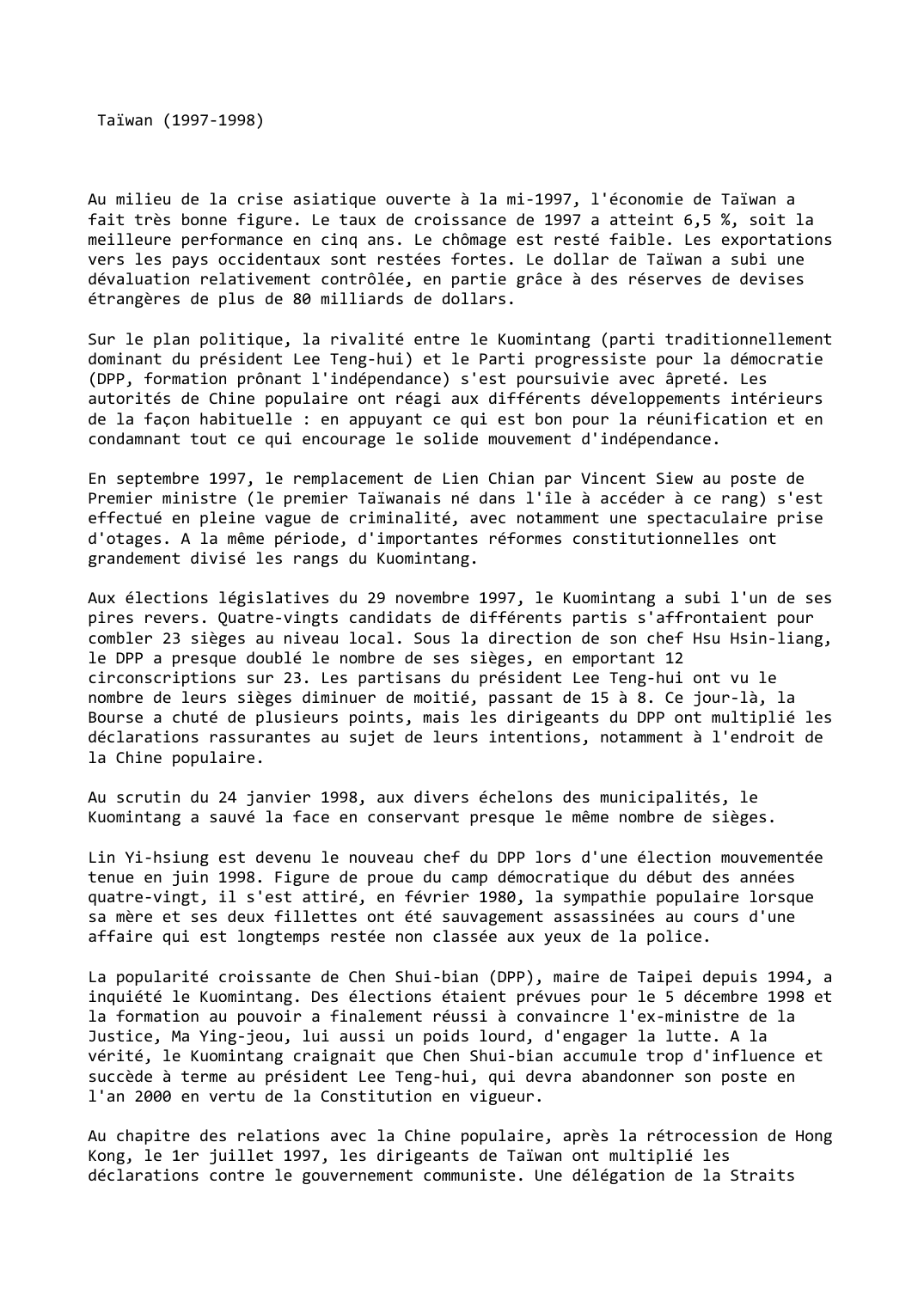 Prévisualisation du document Taïwan (1997-1998)
