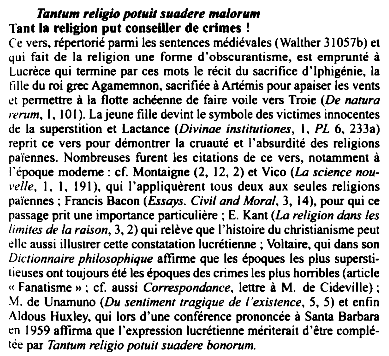 Prévisualisation du document Tantu,n religio potail suadere malo,11,n
Tant la religion put conseiller de crimes !
Ce vers, répertorié panni les sentences médiévales...