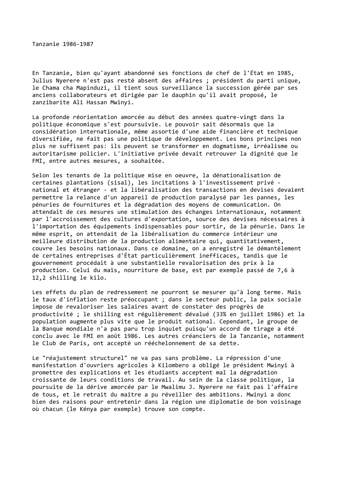 Prévisualisation du document Tanzanie 1986-1987