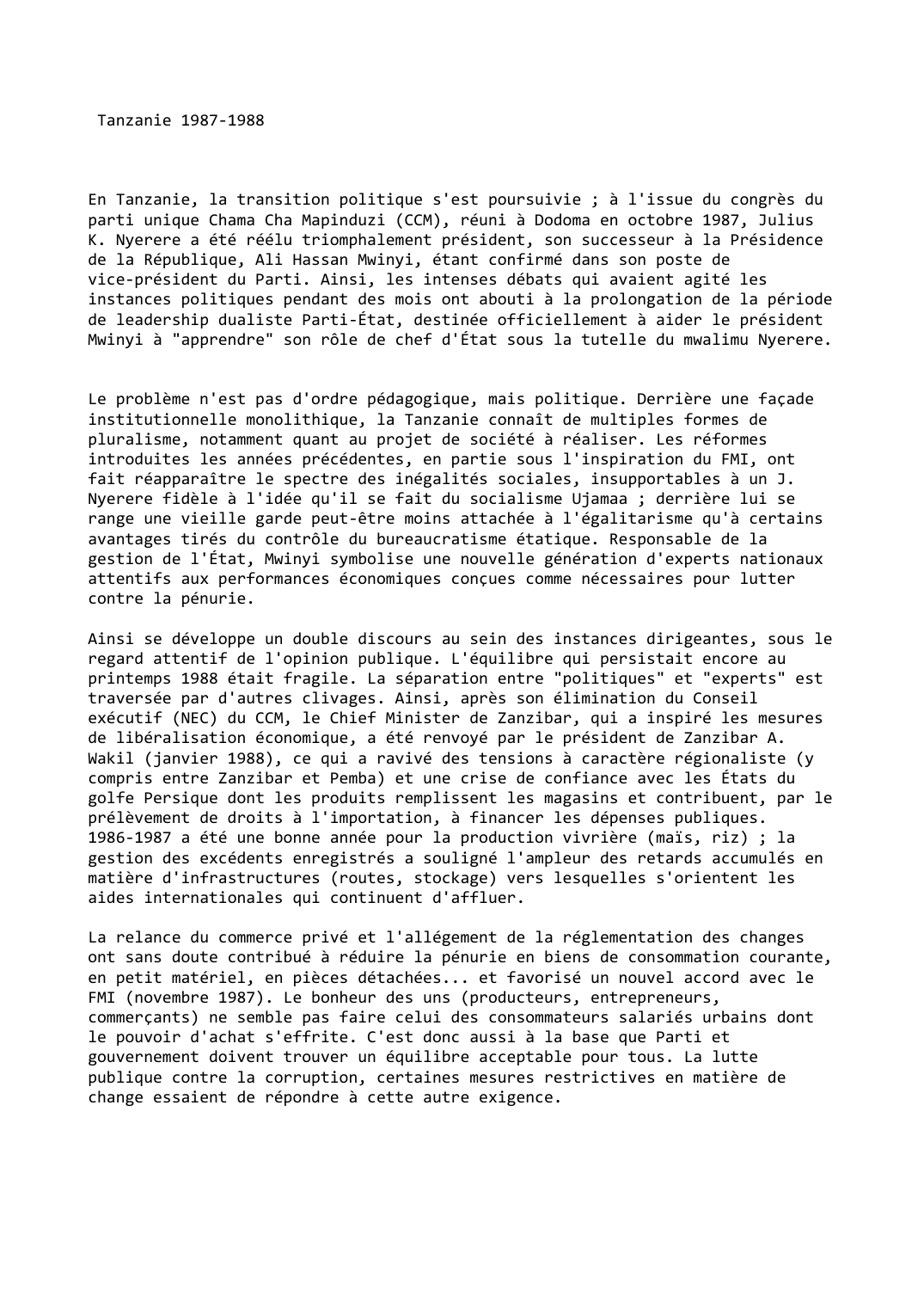 Prévisualisation du document Tanzanie 1987-1988