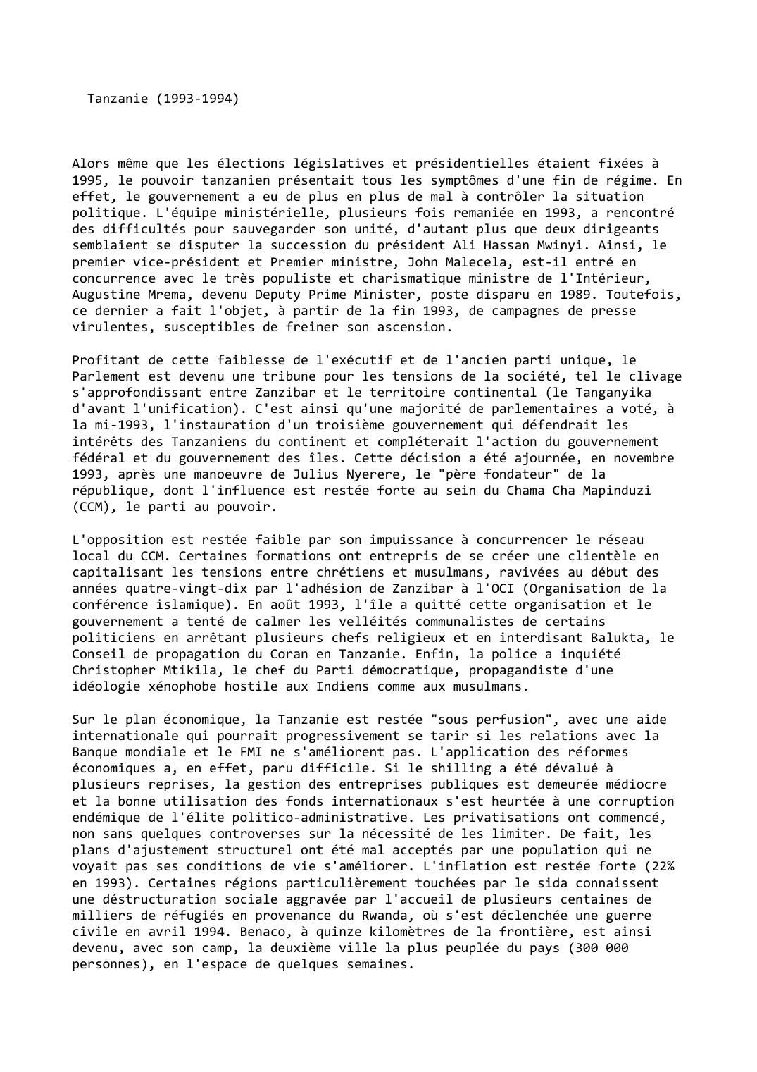 Prévisualisation du document Tanzanie (1993-1994)