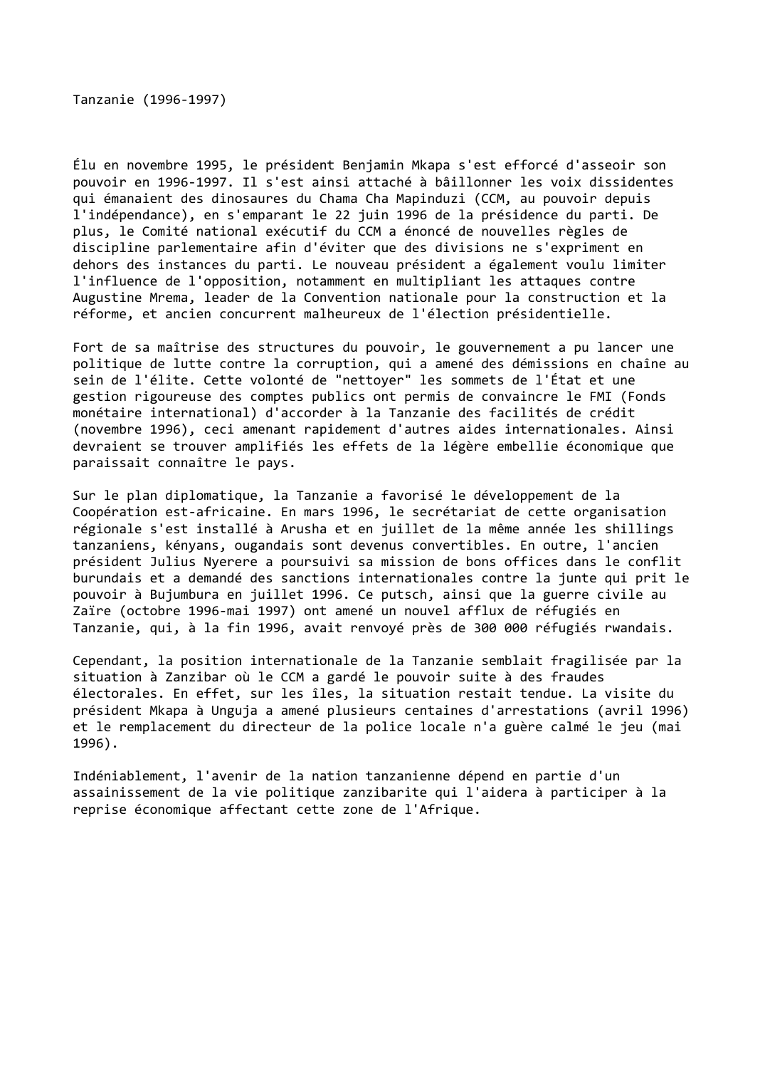 Prévisualisation du document Tanzanie (1996-1997)
