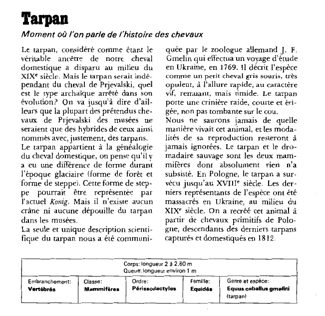 Prévisualisation du document Tarpan:Moment où l'on parle de l'histoire des chevaux.