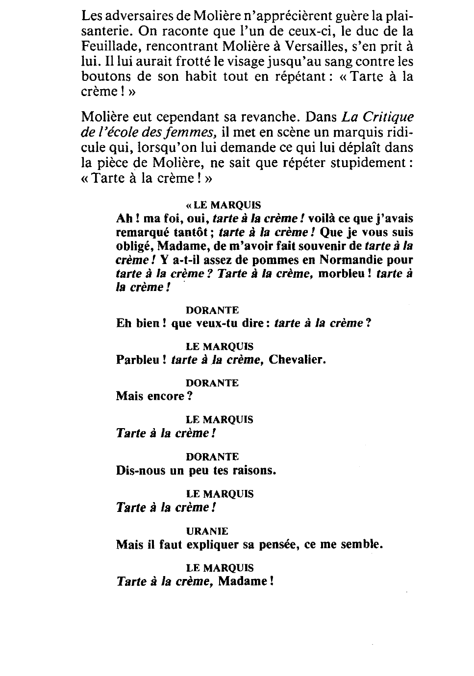 Prévisualisation du document Tarte à la crème, morbleu ! tarte à la crème !  Molière