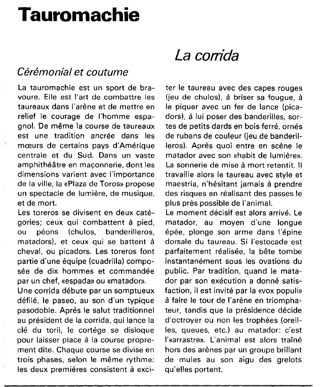 Prévisualisation du document Tauromachie:La corrida (sport).
