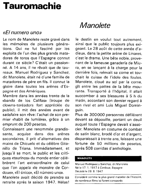 Prévisualisation du document Tauromachie:Manolete (sport).