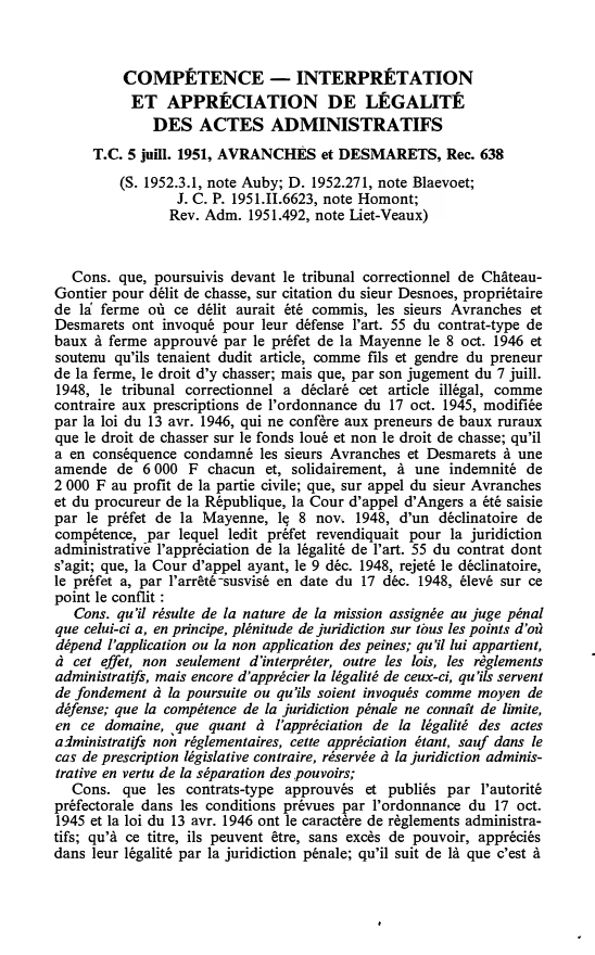 Prévisualisation du document T.C. 5 juill. 1951, AVRANCHES et DESMARETS, Rec. 638