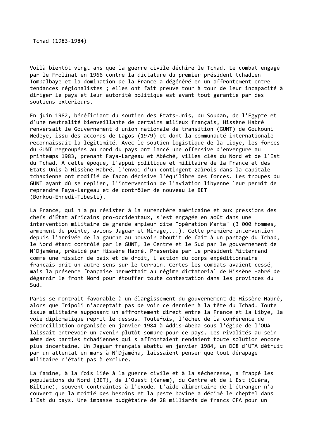 Prévisualisation du document Tchad (1983-1984)
