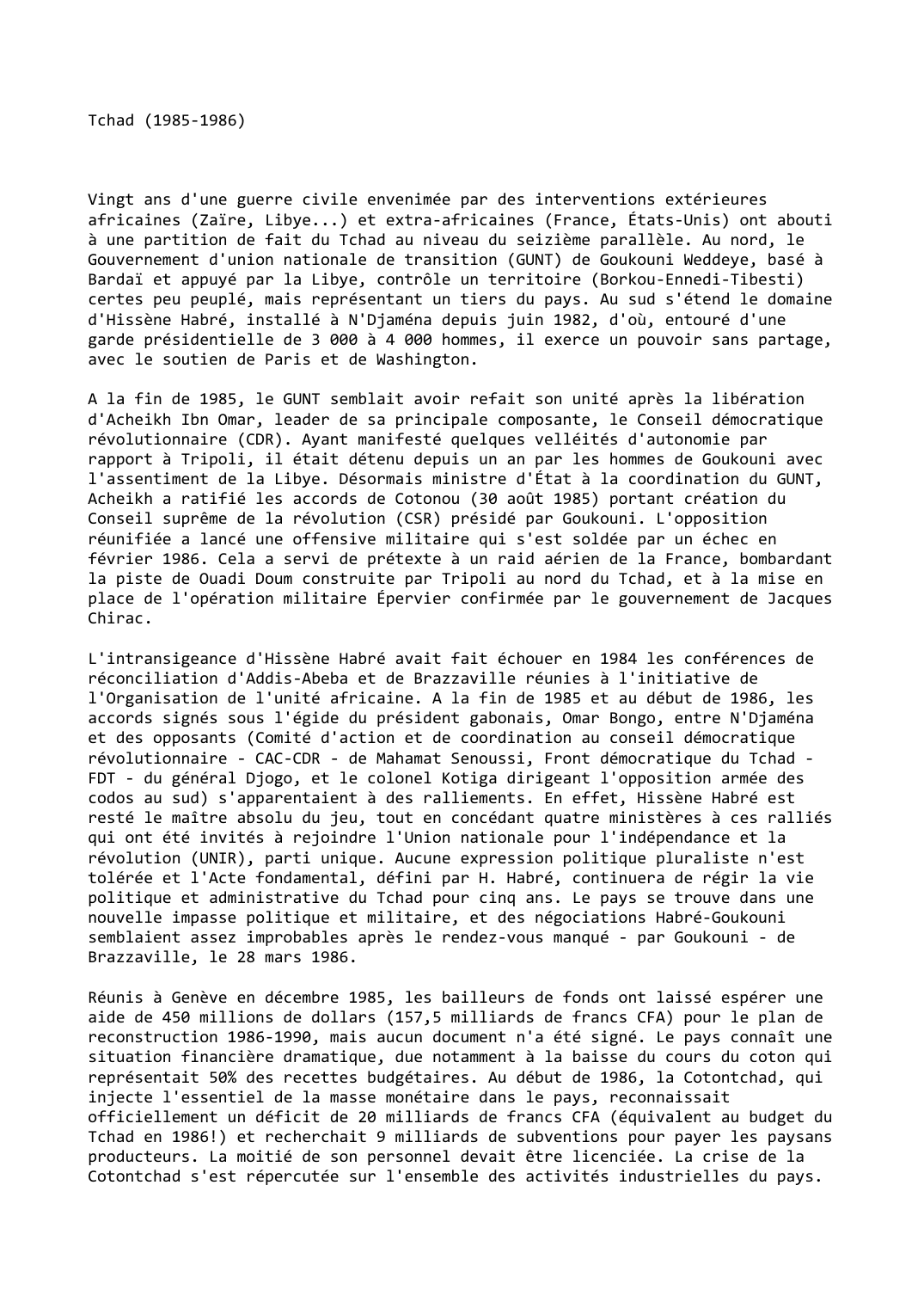 Prévisualisation du document Tchad (1985-1986)