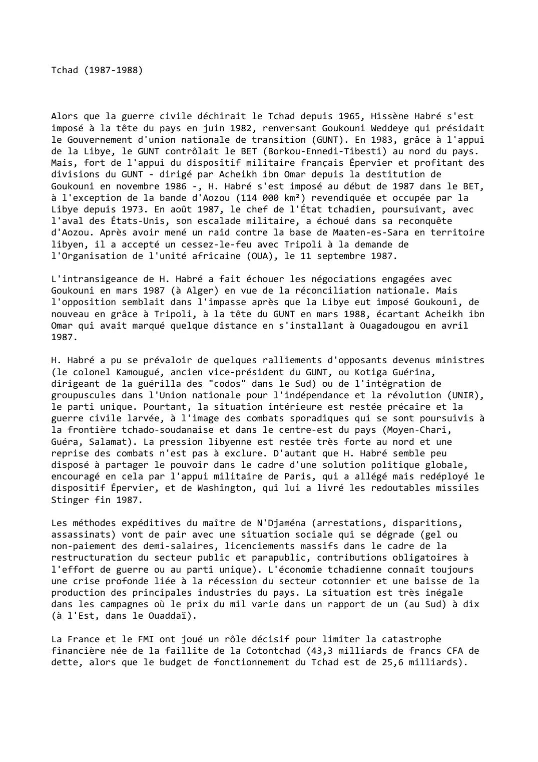 Prévisualisation du document Tchad (1987-1988)