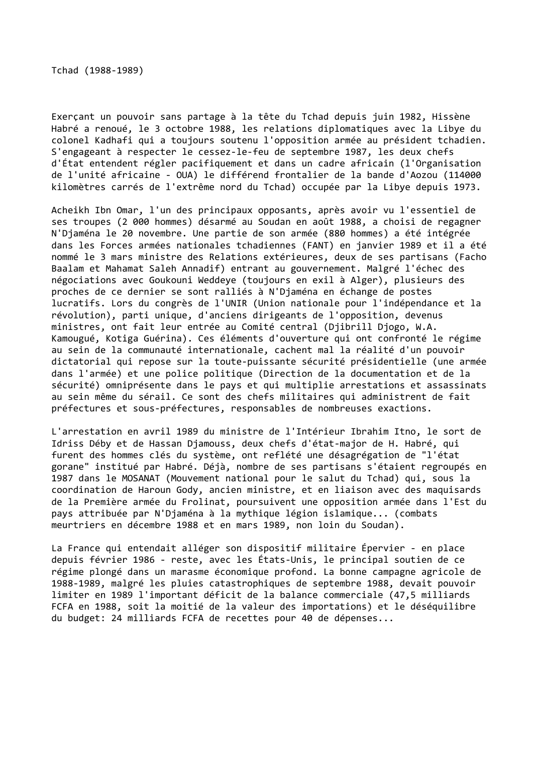 Prévisualisation du document Tchad (1988-1989)