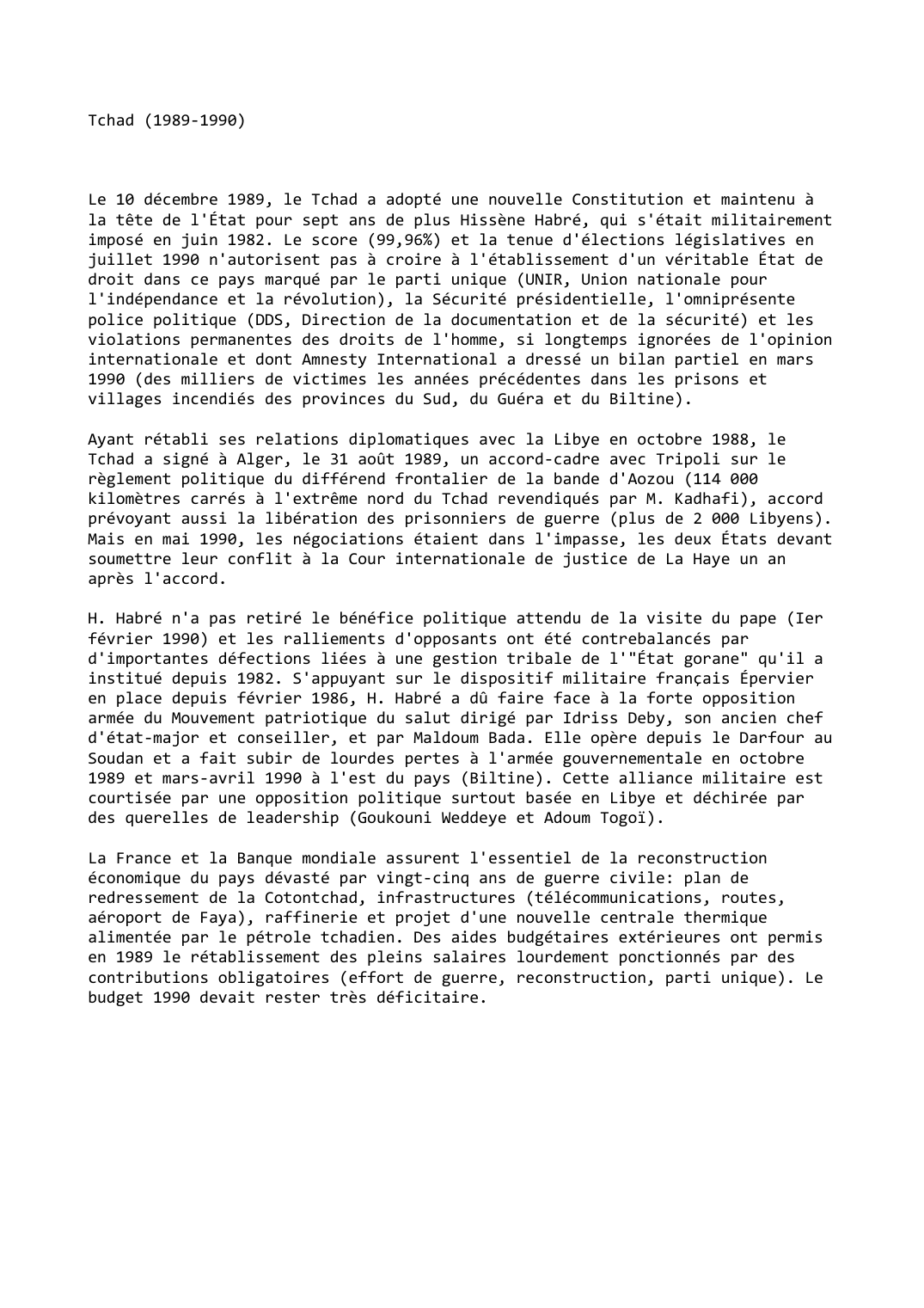 Prévisualisation du document Tchad (1989-1990)