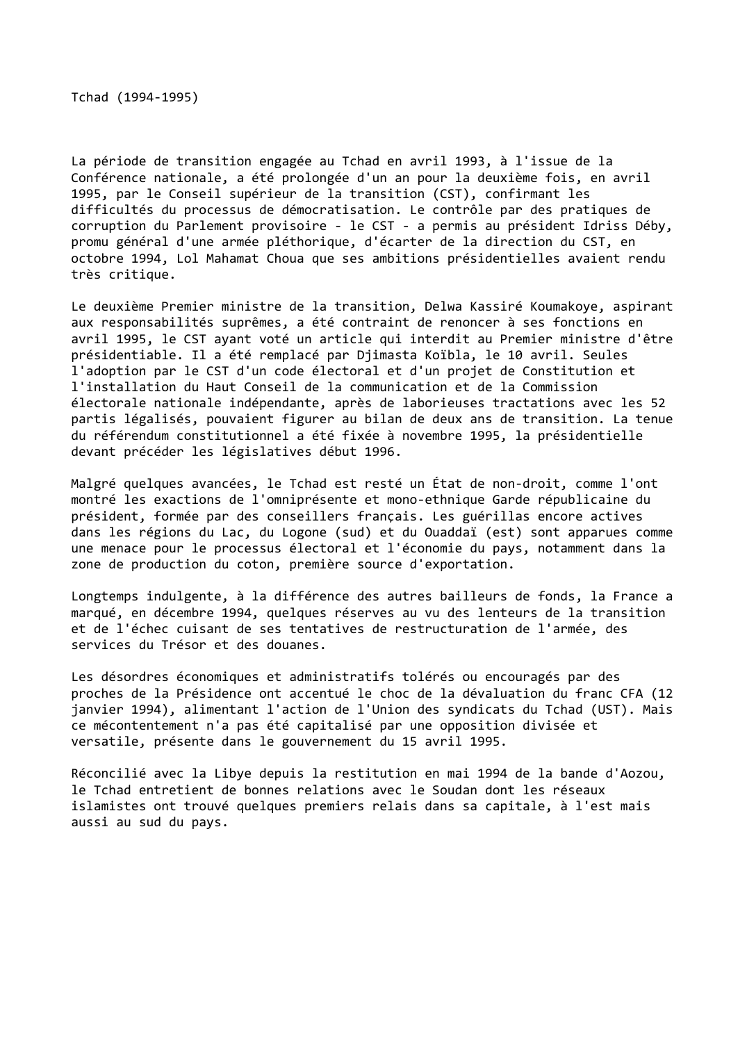 Prévisualisation du document Tchad (1994-1995)
