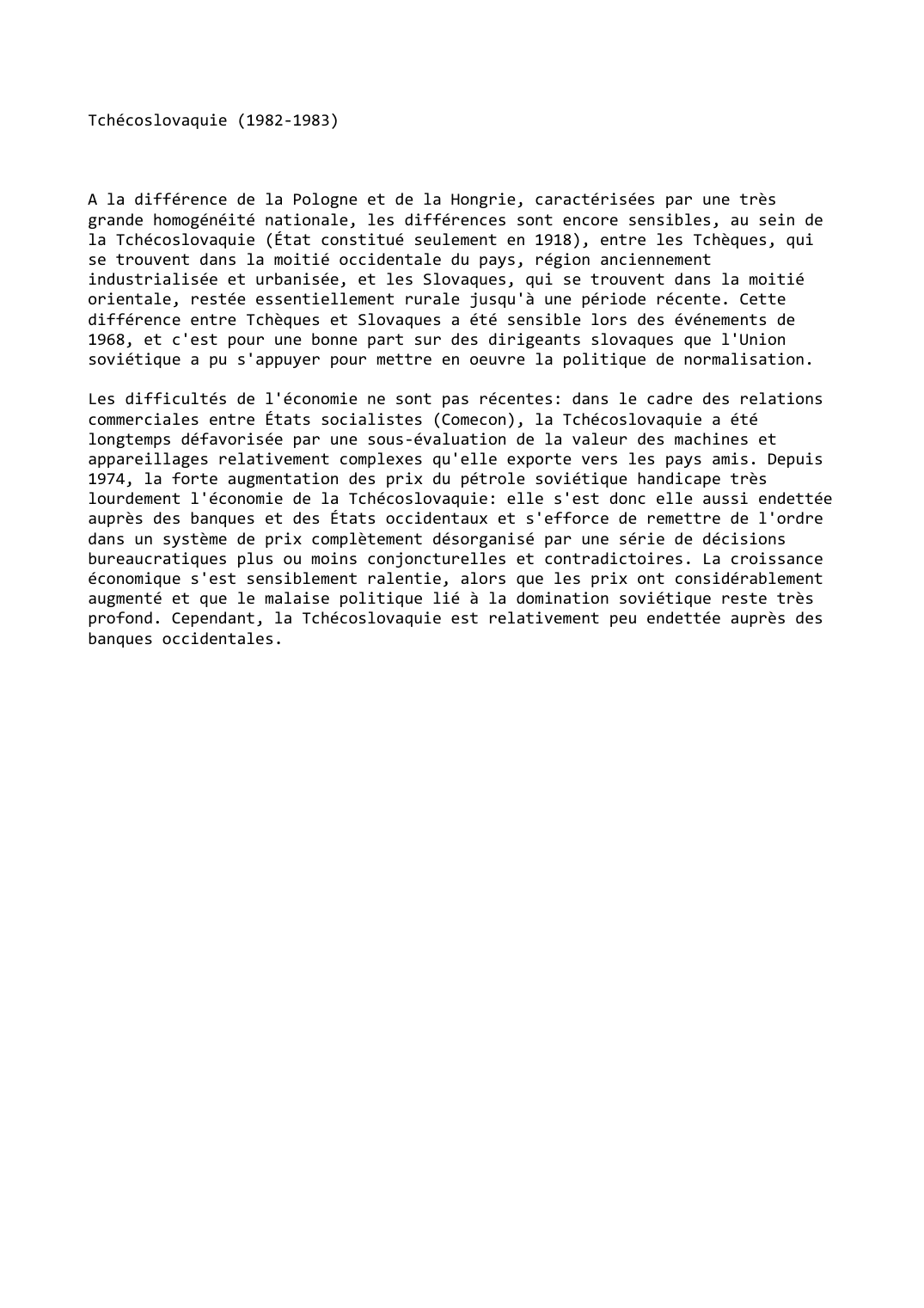 Prévisualisation du document Tchécoslovaquie (1982-1983)