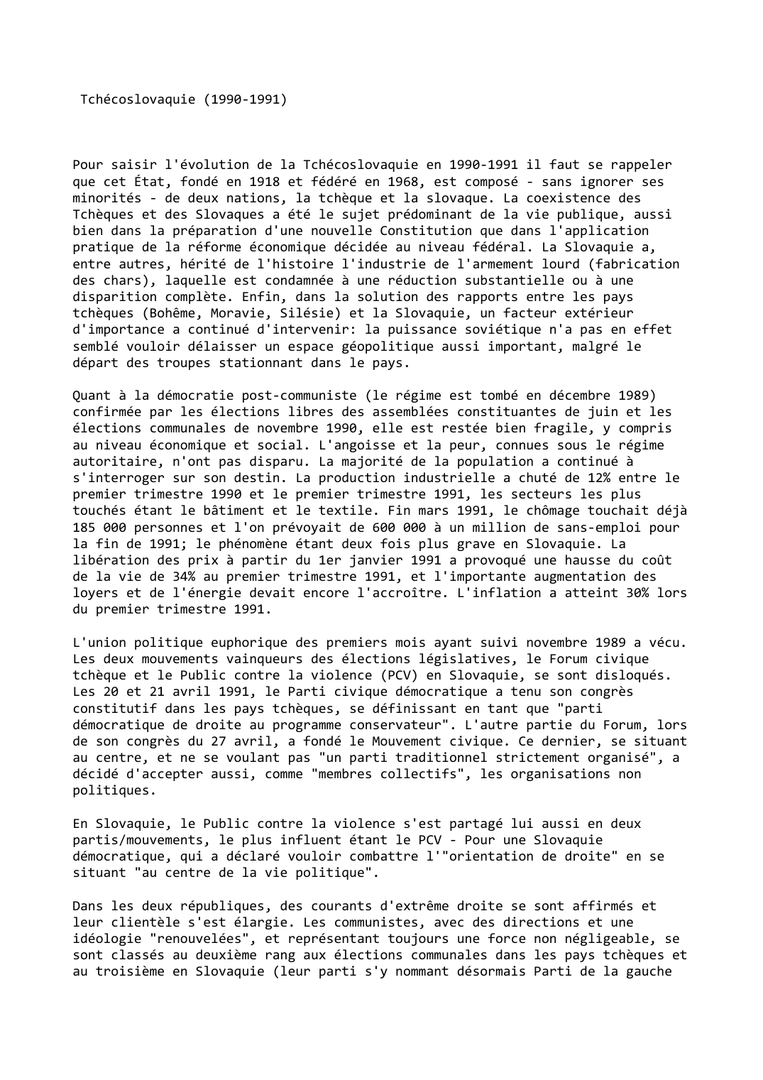 Prévisualisation du document Tchécoslovaquie (1990-1991)