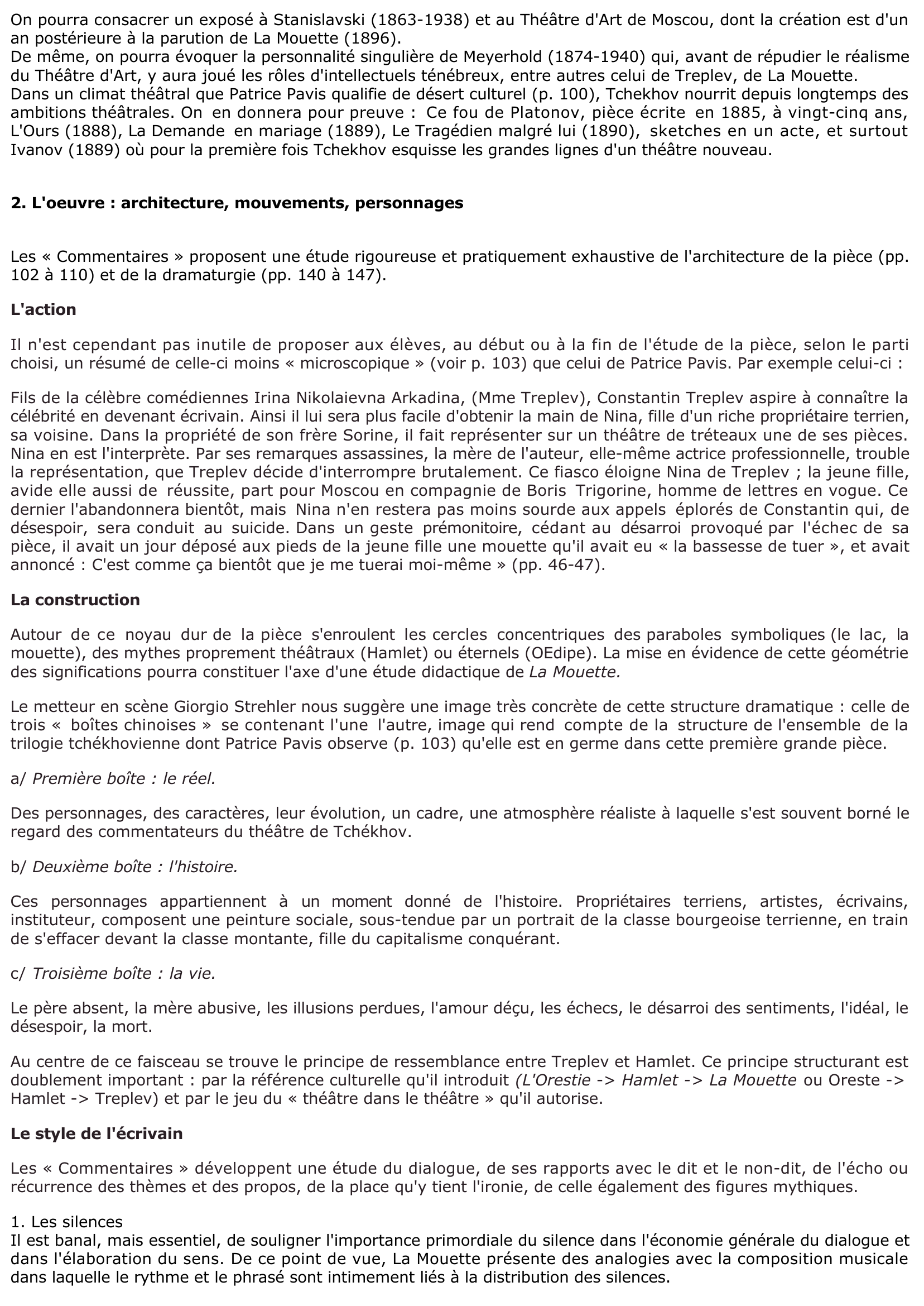 Prévisualisation du document TCHÉKHOV : La Mouette (Résumé et analyse)
