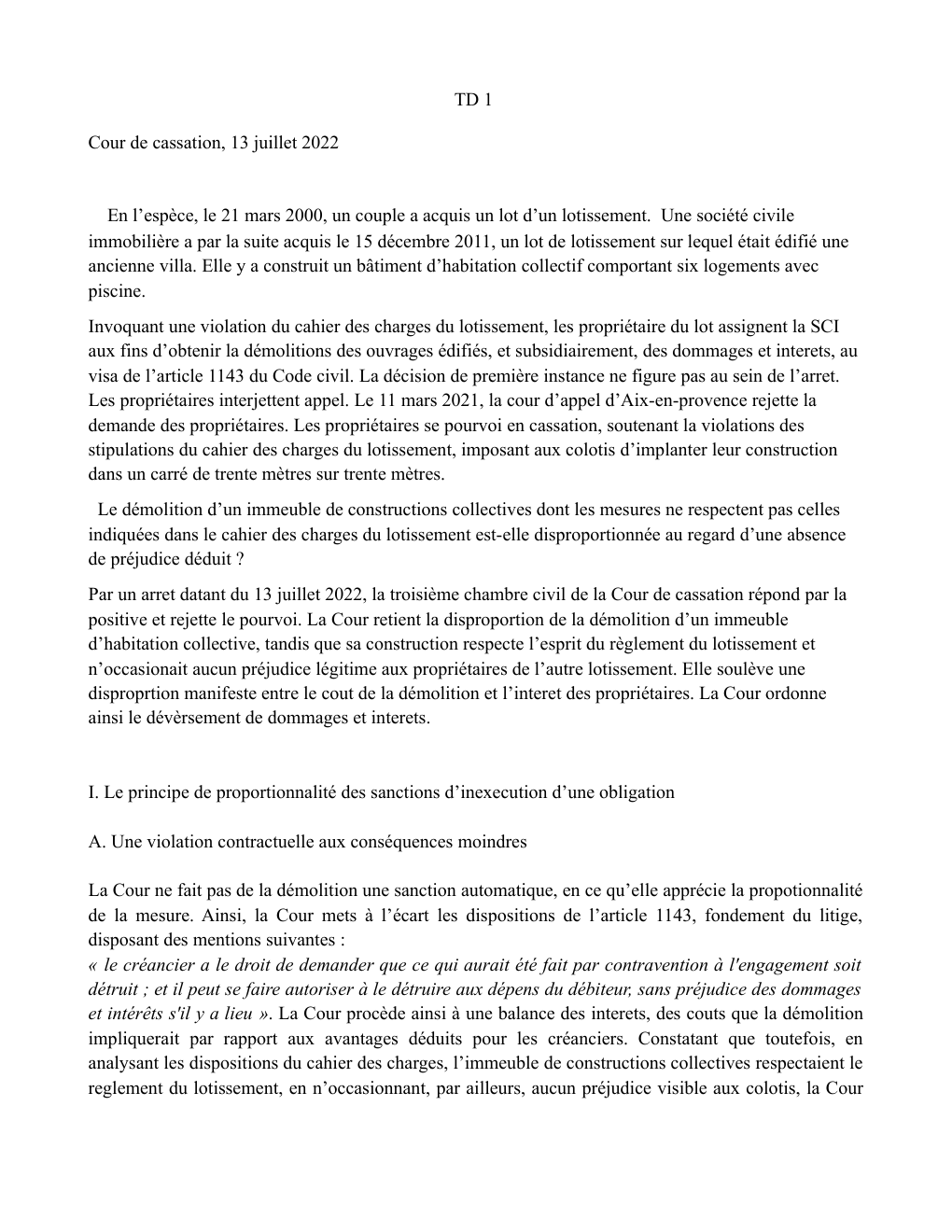 Prévisualisation du document TD 1 Cour de cassation, 13 juillet 2022