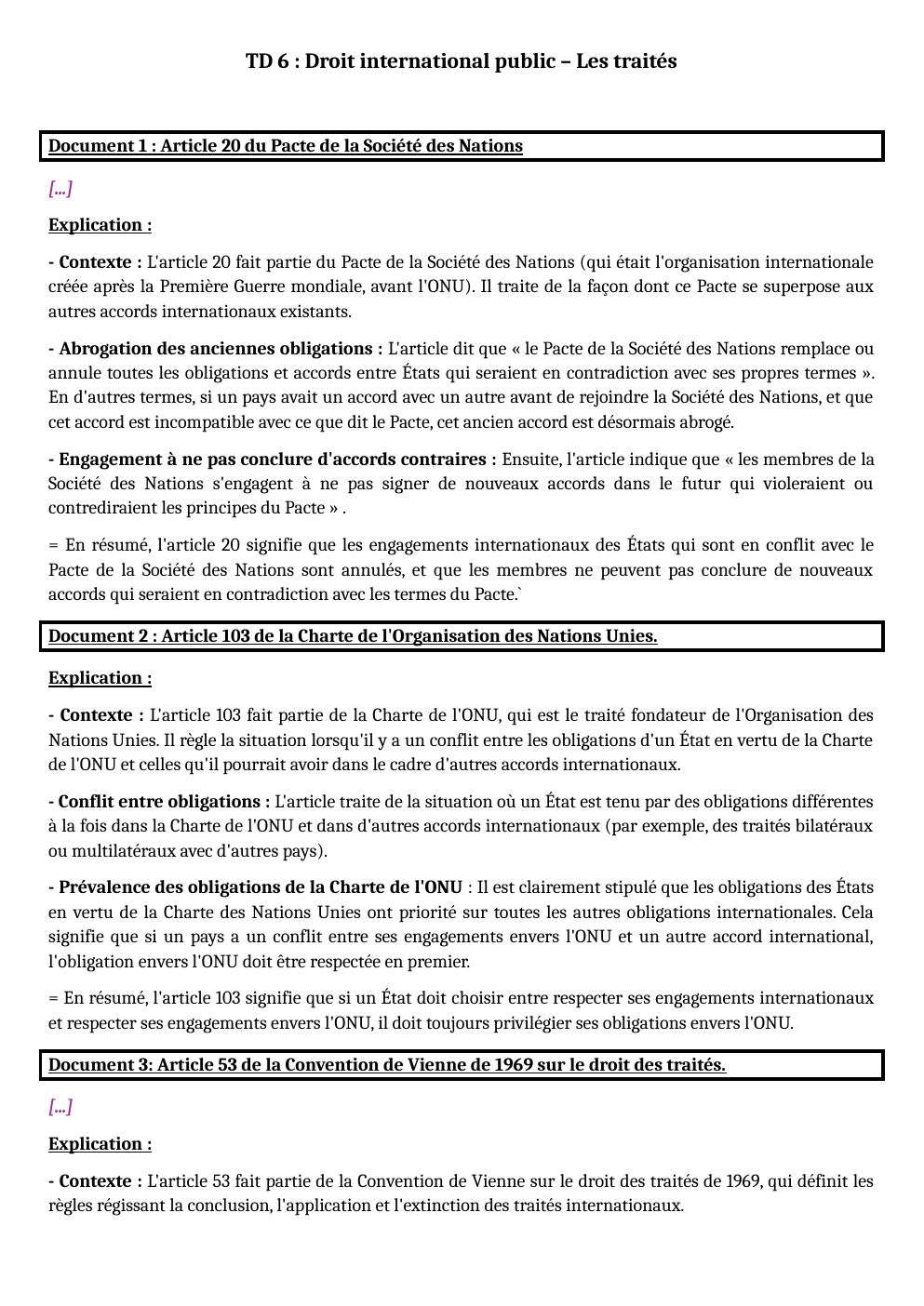 Prévisualisation du document TD 6 : Droit international public – Les traités