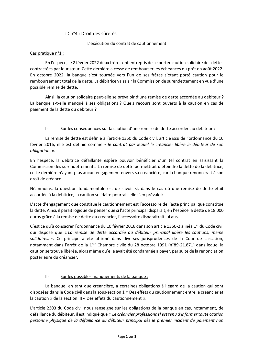 Prévisualisation du document TD droit des sûretés